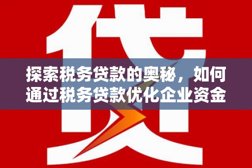 龙城探索税务贷款的奥秘，如何通过税务贷款优化企业资金流