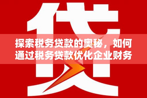 龙城探索税务贷款的奥秘，如何通过税务贷款优化企业财务