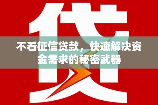龙城不看征信贷款，快速解决资金需求的秘密武器